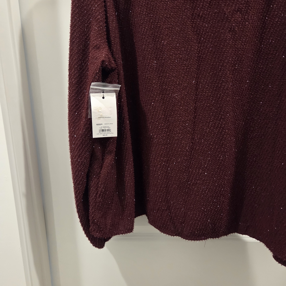 Nine West Burgundy Blouse with Keyhole Neckline - Picture 3 of 4